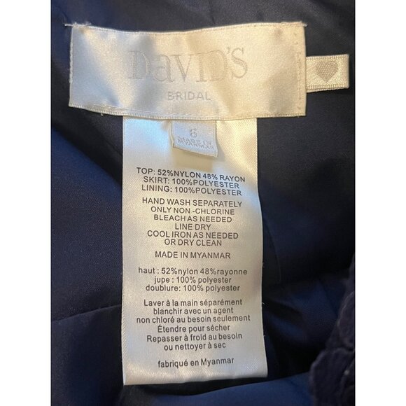 David's Bridal Brides Maid Navy Halter Neck Lace & Chiffon Dress - Size 6 Prom - Picture 12 of 16